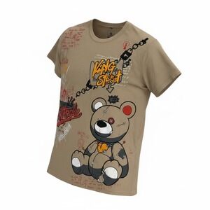 Southpole Mens King of the Street Graphic T-Shirt Tan Khaki Teddy Bear Large